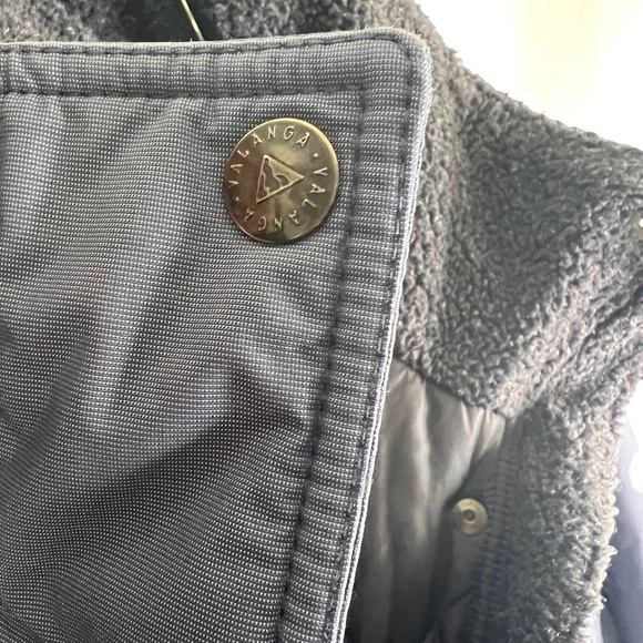 VALANGA BLUE WINTER COAT WARM VINTAGE WITH HOODIE COAT FAUX SHERPA WOMAN SIZE 12 - Picture 10 of 17